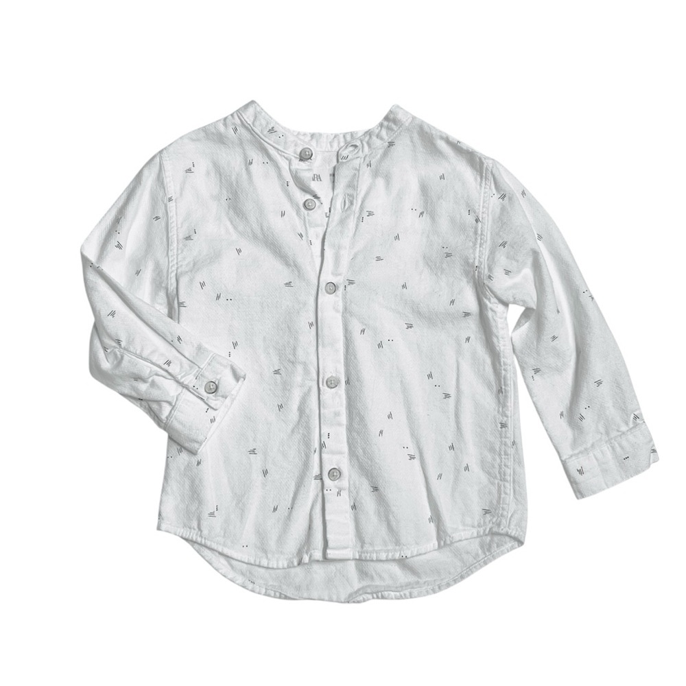 Zara Kids‎ White Patterned Button-Down Shirt